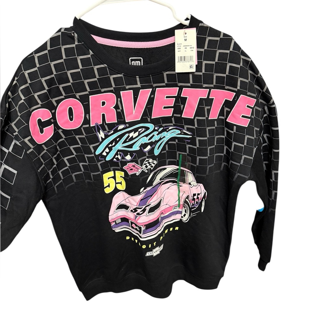 NWT Women's GM Corvette Racing Black Crewneck Lightweight Sweatshirt - Picture 9 of 9